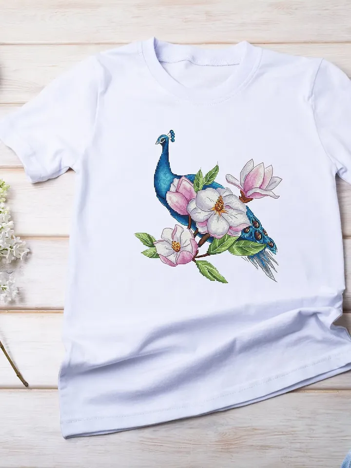 Peacock Cross Stitch Pattern PDF Instant Download - Peacock Watercolor Cross Stitch Pattern - Bird Cross Stitch Pattern