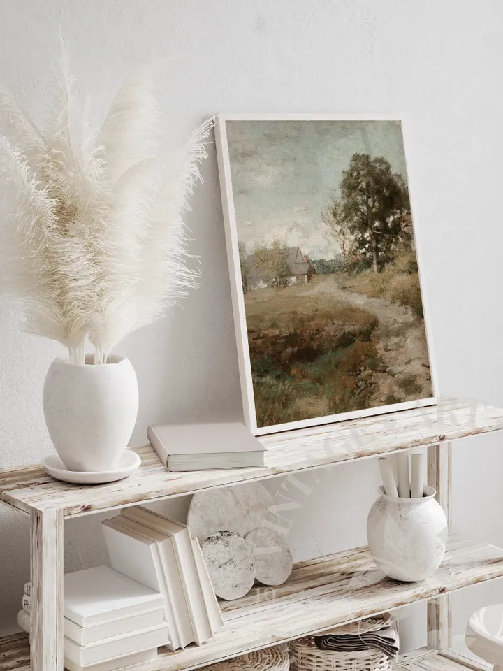 Antique Country Painting Rustic European Art, Vintage Village Landscape, Downloadable PRINTABLE Wall Decor | 130