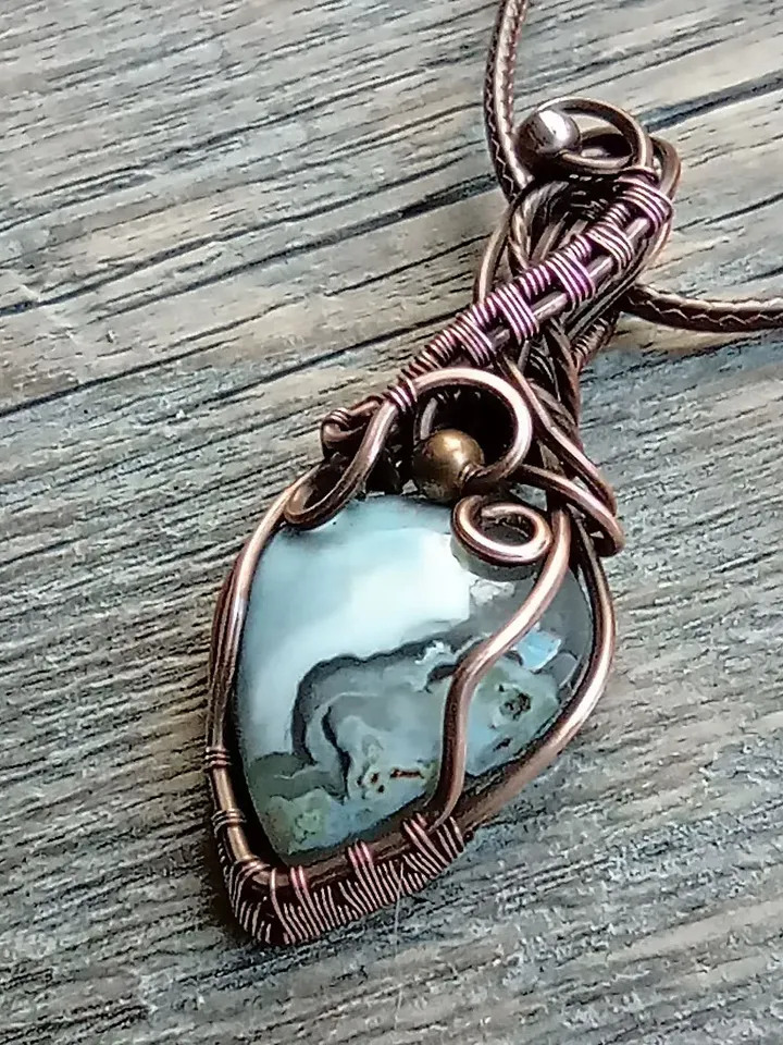 Wire wrapped wedding Handmade Jewelry, Opal owaihi Amulet Necklace