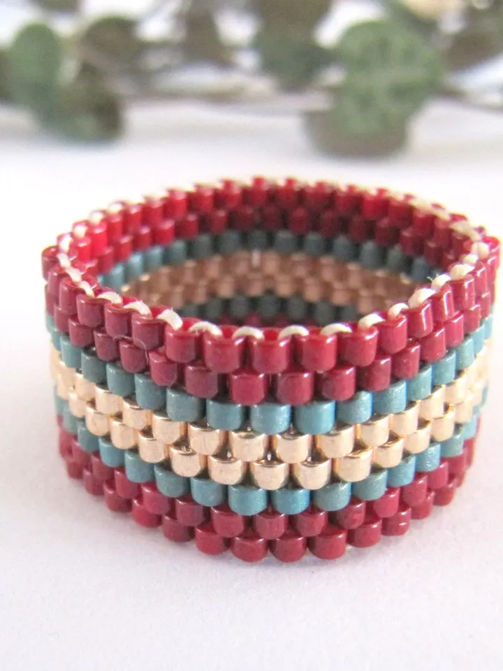 Miyuki bracelet and micro macrame, Miyuki ring, peyote jewelry, women gift Christmas gift for friend, macrame bracelet