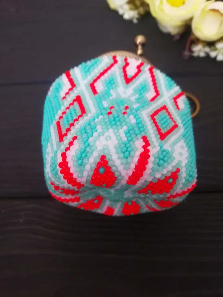 Bead Crochet Pattern Ladies' Wallet Cute Purse with a bow for coins