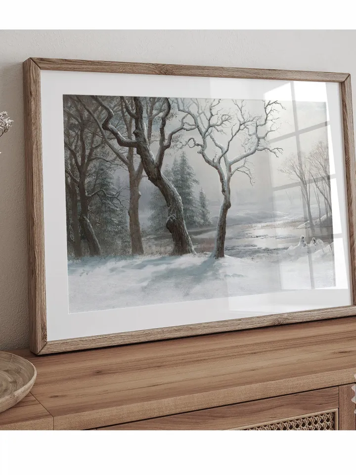 Winter In Yosemite Landscape, Muted Vintage Christmas Art, Printable Wall Decor Download | 342