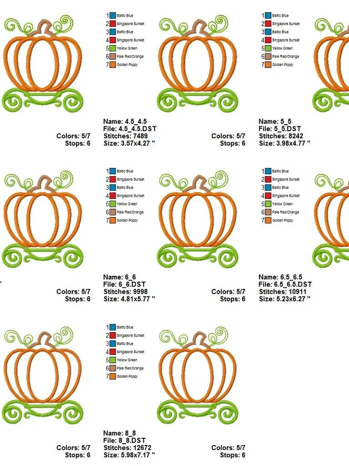 Pumpkin Carriage Princess Machine embroidery applique design