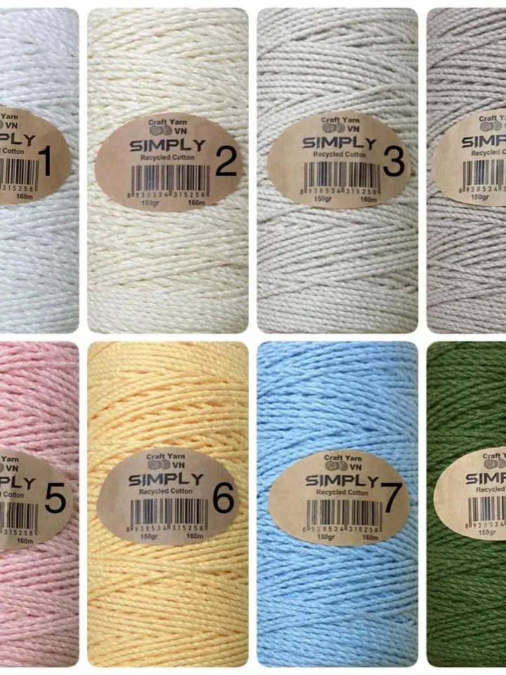 Craft Yarn Simply Recycled Cotton , used for blanket , amigurumi , decor , hats , crochet bag