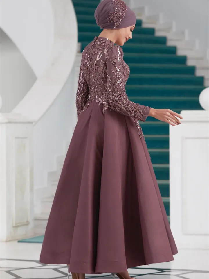 AHUNARE HIJAB - Yıldız Rose Embroidered Wedding Dress, Muslim Evening Gown, Nikah, Islamic Wedding, Engagement, Bridesmaid,