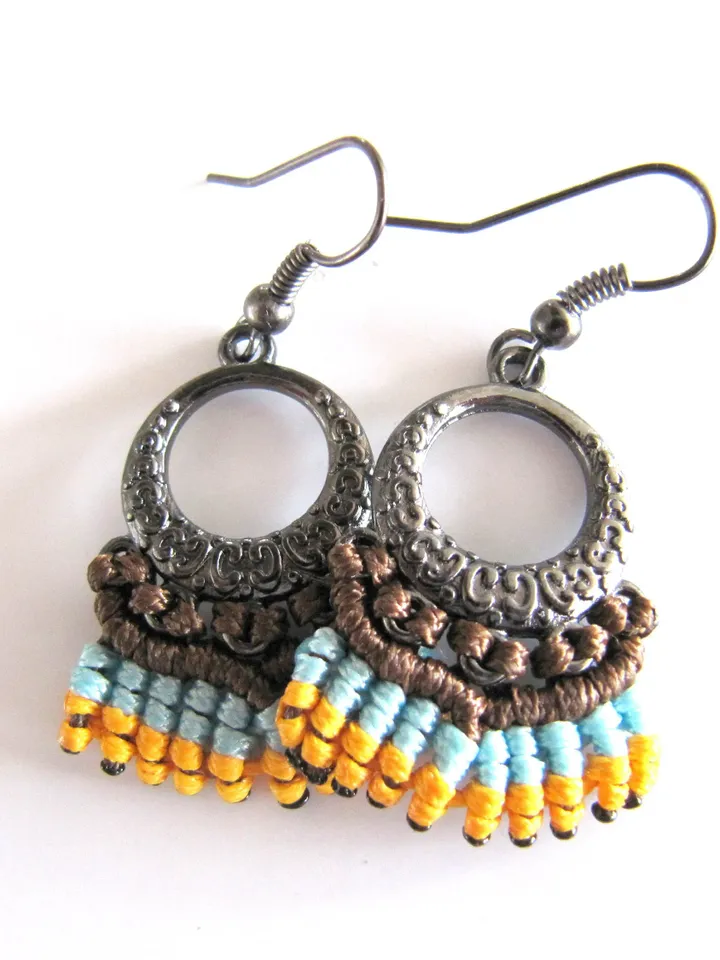MaKrame earrings, boho earrings, boho chic jewelry, macrame, blue earrings, earrings for women, bohemian earrings, hippie jewelry
