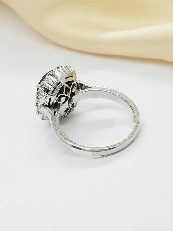 Natural Garnet Diamond Ring, 925 Sterling Silver Ring, Garnet Engagement Ring, Oval Cut Ring, Garnet Jewelry, Art Deco Ring, Midi Ring