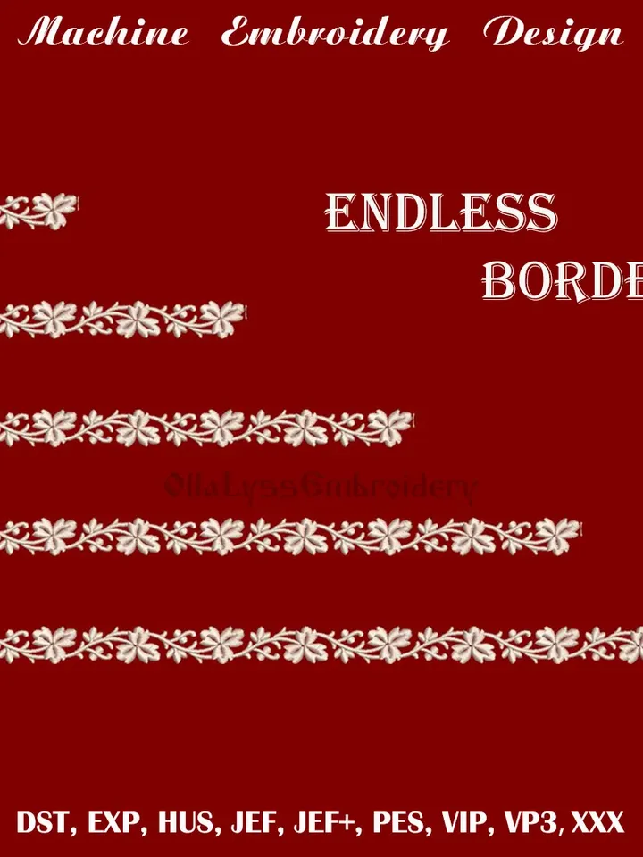 Endless border digital machine embroidery design
