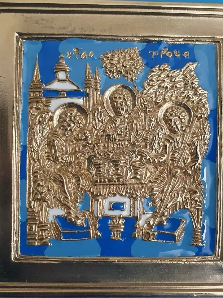 Saint Trinity icon | brass icon colorful enamel | copy of an ancien icon 19 c. | Orthodox store