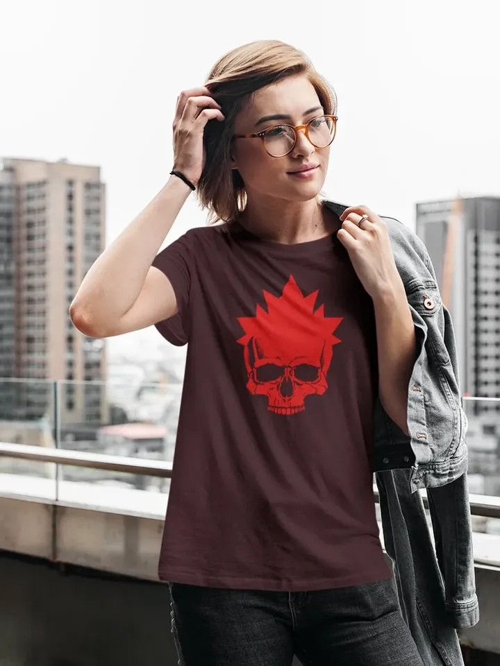 Maple Leaf Skull T-Shirt | Unisex Canada Tshirt, Maple Canada Flag Shirt, Skull Flag Tee, Canada Day, Punk Rock Canadian T