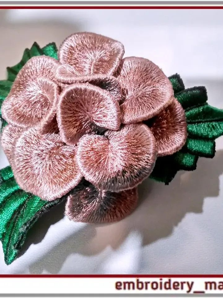 In the hoop Embroidery design 3D flower brooch "Peony"