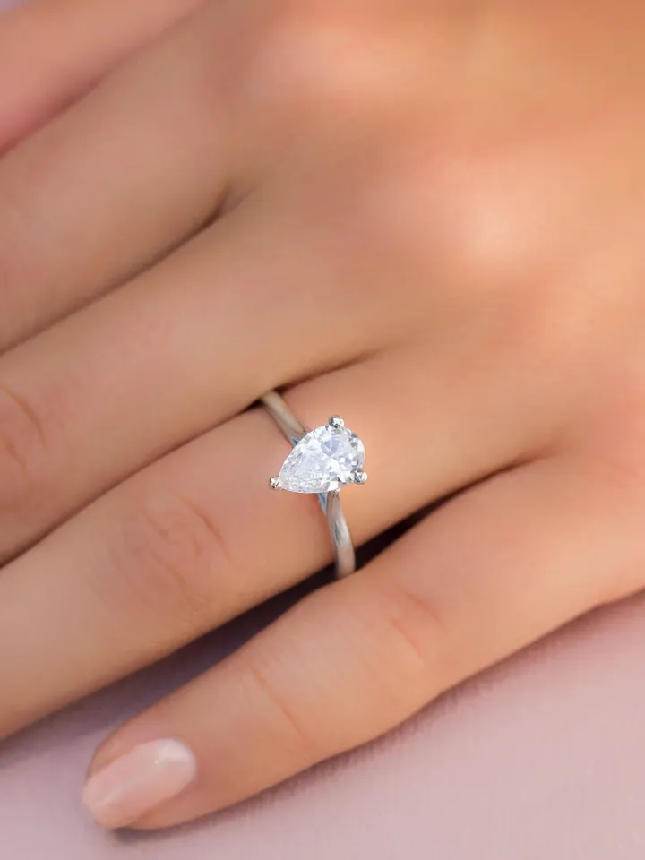 PEAR SHAPED RING | Pear Cut Diamond Gold Ring Band | Solitaire Diamond Wedding Ring | Women Birthday Gift | Minimalist 14k Gold Jewelry