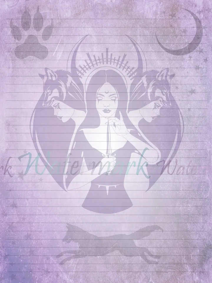 Hecate Stationery Set | Hekate Spell Paper | Triple Goddess Pages | Goddess Letter Paper | Grimoire Page | Book of Shadow Set | Wolf Page