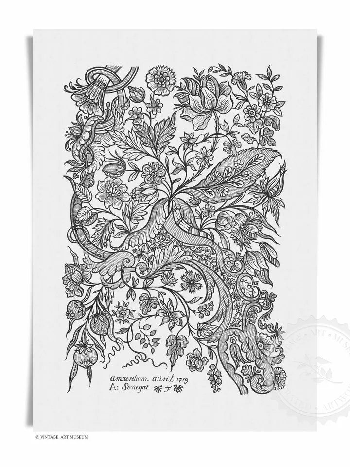 Vintage Textile Wall Art Design Etching Set of 2 Prints, Ornate Sketch Printable Decor, Digital | 201 S2