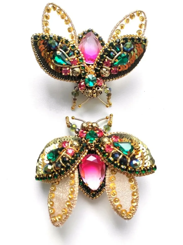Beaded insect brooch, insect pin, mooth brooch, butterfly brooch, bug pin, bee brooch, bug brooch, insects, madam toto