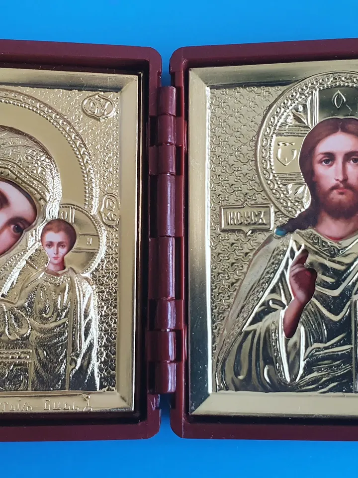 Orthodox foldable icon Jesus Christ and The Holy Mother of God