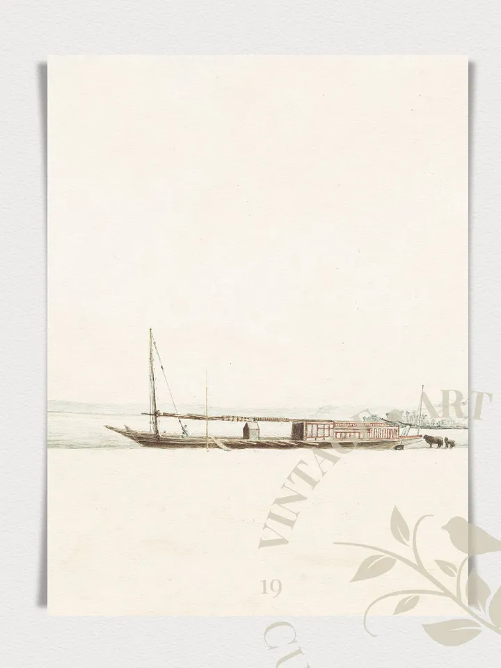 Triptych Wall Art Tropical Coastal Landscape with Boats Set of 3, Muted Vintage Artwork Farmhouse Decor, Printable Digital | #48