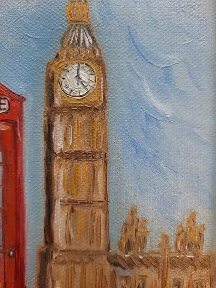 London oil painting Telephone booths for wall Big ben painting