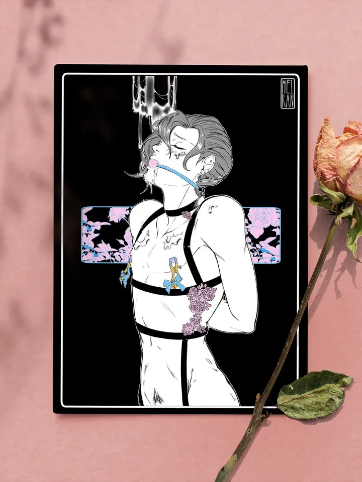 Gag | KiNKtober Boyslove 2021 Druck/Poster Matt | A4 Größe (210 x 297mm, 8,3 x 11,7 Zoll) | Yaoi | Yaoiart