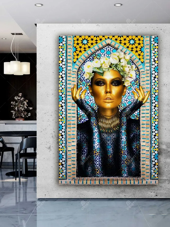 Persian Tile Girl | Persian Wall Art | Persian Calligraphy Wall Art | Traditional Persian Gift | Persian Art
