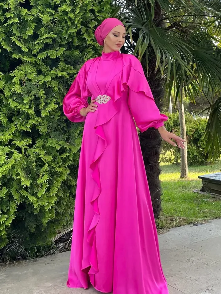 AHUNARE HIJAB - Helin Tesettür Abiye - Fuşya