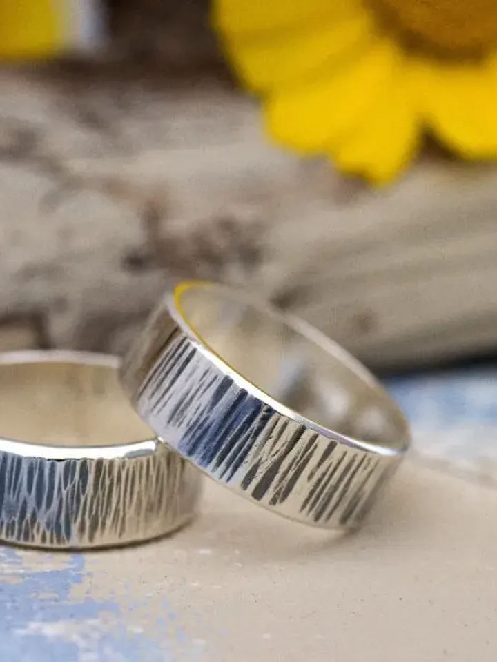 Sterling Silver Ring Hammered and Oxidized for a Rustic Look