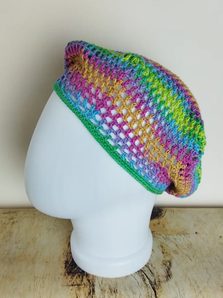 Pastel rainbow beret hat crochet French beret for women Summer hat Lace beret handknit