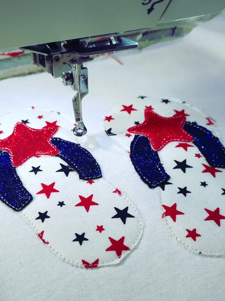 4th July Flip Flops American Machine embroidery design