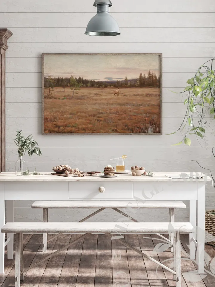 Sunset Landscape Painting PRINTABLE Vintage Art, Large 24x36 Print Downloadable Wall Decor | 144
