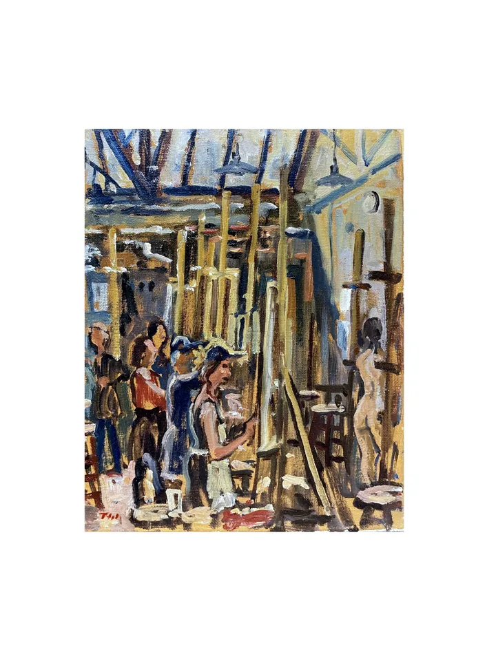 Original Studio Interior Painting -Morning Light/Art Students League of New York- 8x10 Oil on Canvas, Signed Original American Realism