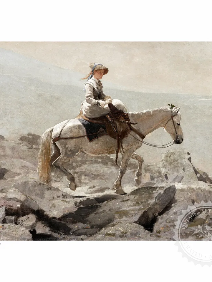 Lady on Horse, Vintage Oil Painting Antique Print, Rustic Wall Decor, Downloadable Printable Art | 96