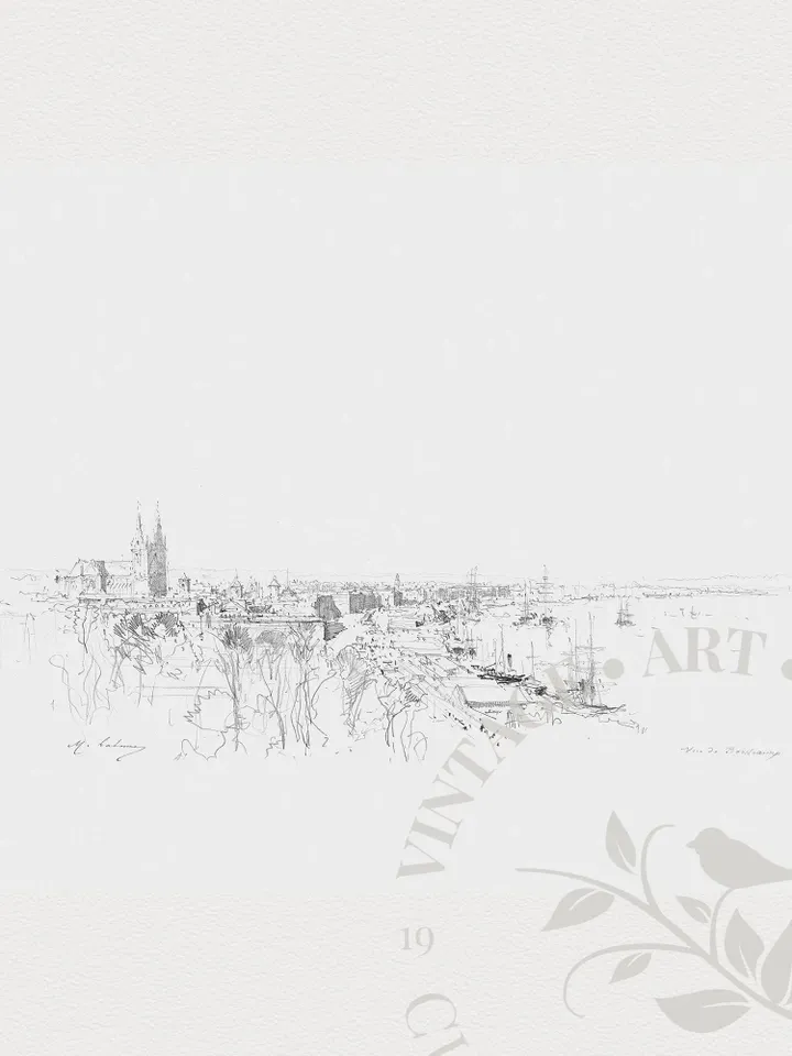 Cityscape Art Sketch Print Minimalist Wall Art, Vintage French Rustic Decor, Digital Download PRINTABLE | 213