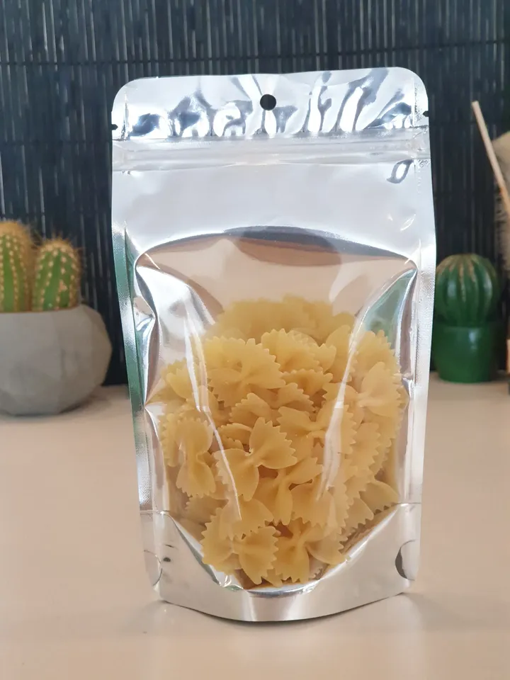 Clear Silver Hyaline METALIZED STAND UP Pouches, Food Storage Bag, Coffee bean Bag Chocolate Candy Spice Herbal Tea Zipper Locked Packages