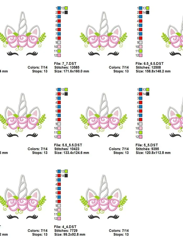 Magic unicorn with Roses Unicorn with flowers Unicorn with crown rainbow birthday Design applique for Machine Embroidery