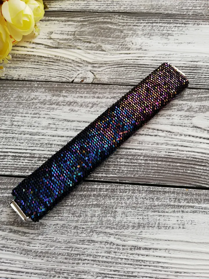 Seed Bead Crochet Bracelet , Multicolored Decoration Bead Bracelet