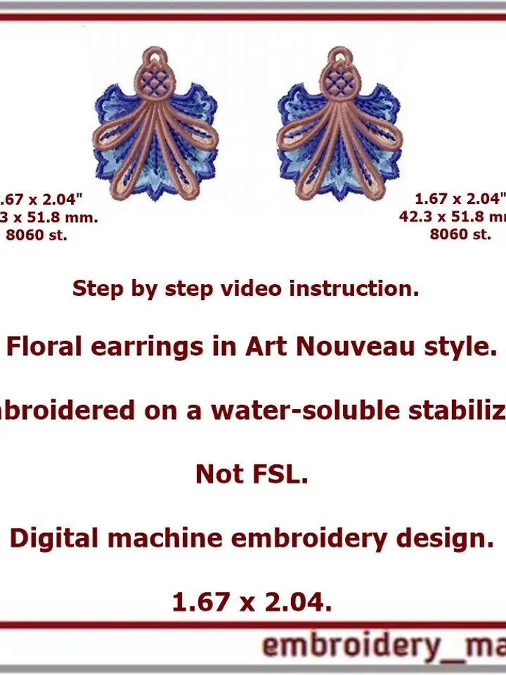 In the hoop Machine embroidery design Floral earrings
