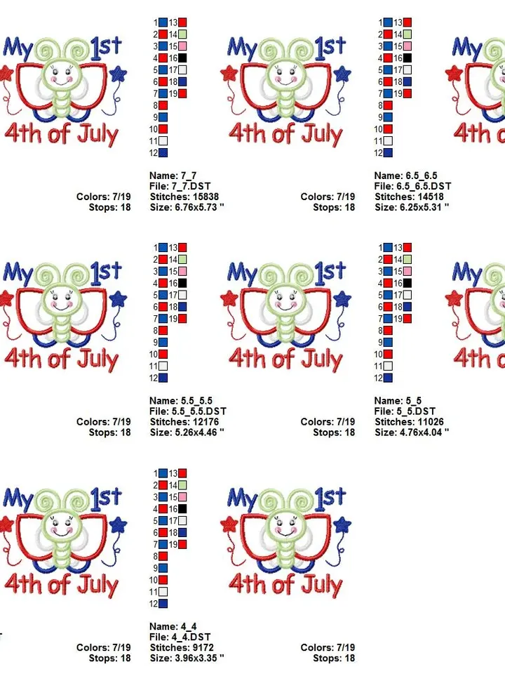 My 1st 4th Fourth of July Little miss america American Patriotic Unicorn USA Applique Design for Machine Embroidery