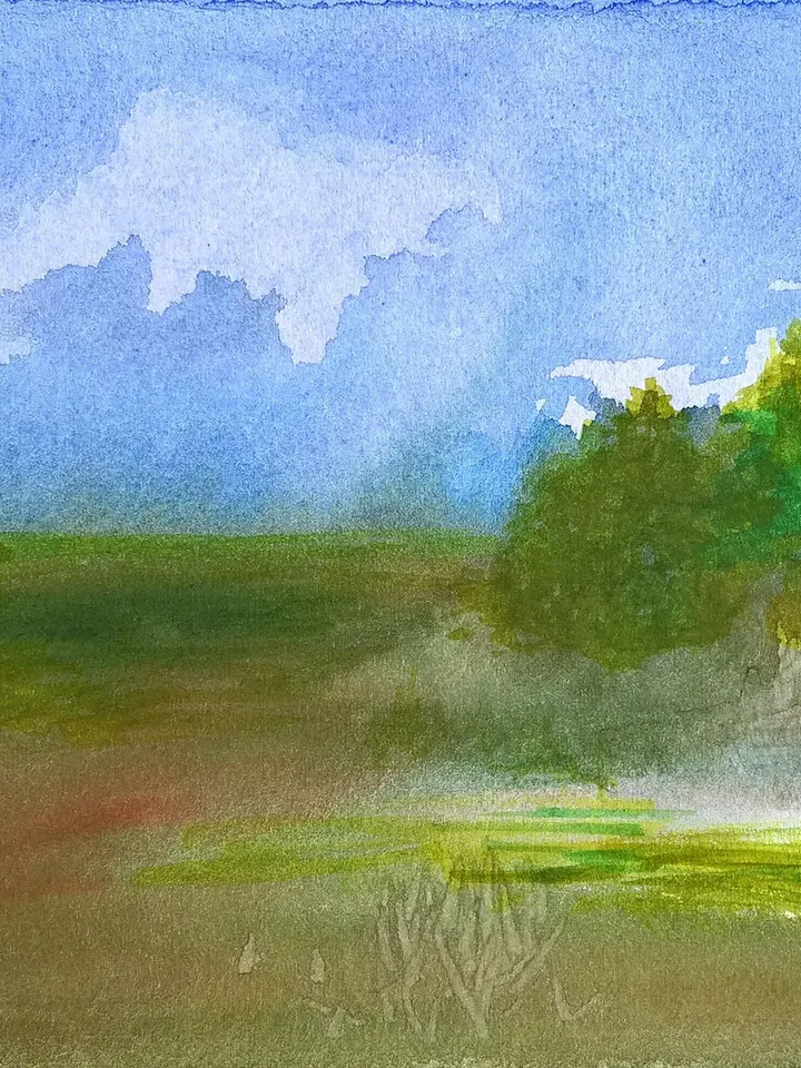 Watercolor paintings of nature Artwork of landscape Original watercolor painting 8.2x11.8 Inches