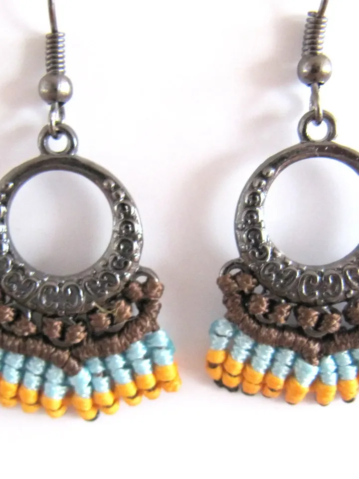 MaKrame earrings, boho earrings, boho chic jewelry, macrame, blue earrings, earrings for women, bohemian earrings, hippie jewelry