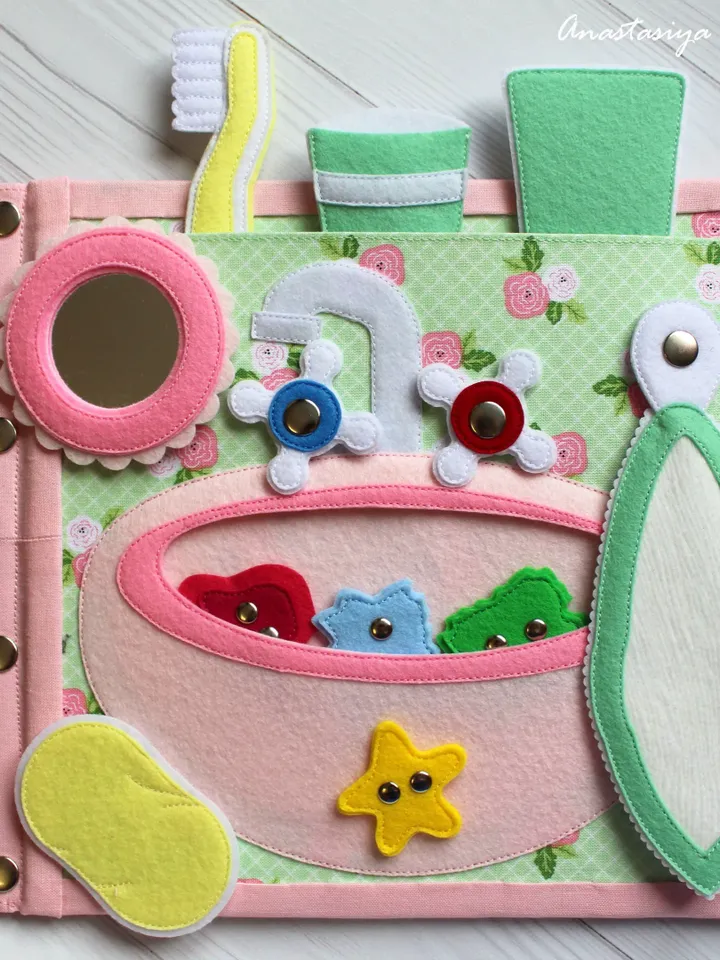 Learn to Brush Your Teeth, Felt Medical Educational Set, Montessori Soft Book, Medical Pretend Play, Dentist