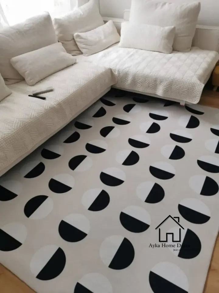 Solid White & Black Hand Tufted Country Oriental Wool Rug Hand Tufted Wool Rug Hand Tuft Rug Living Room Rug Hand Tufted Rug Bedroom rug