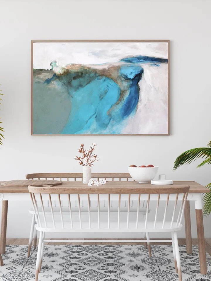 Extra Large Wall Art abstract, Abstract Brush strokes, Warm Living Room Decor, Blue Abstract Painting, Art Painting, Abstract Art Print,