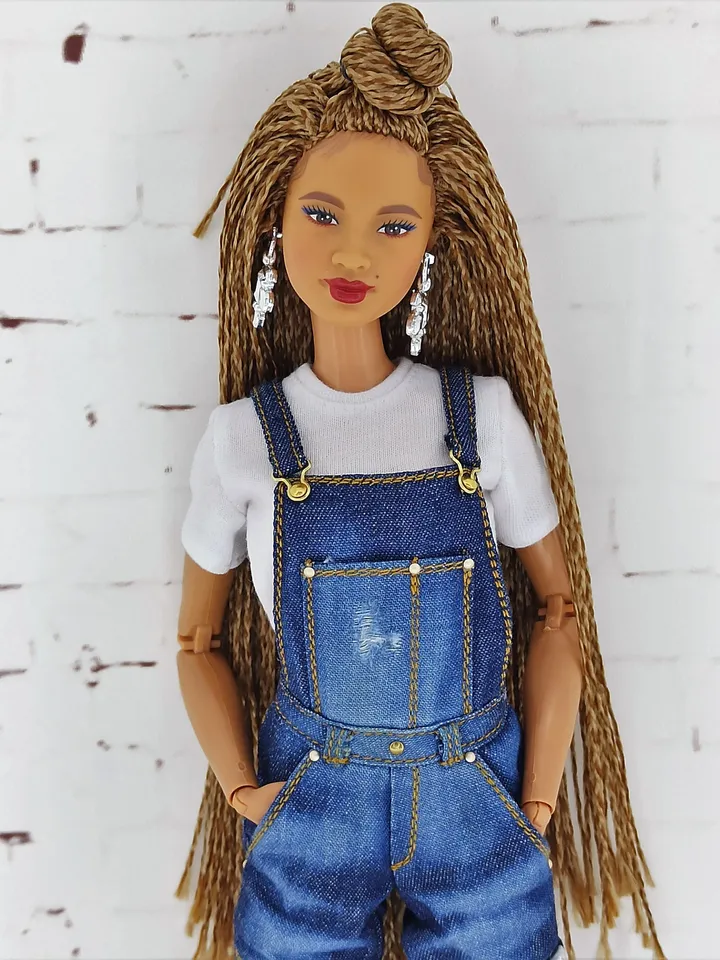 Dark Blue Denim Overalls for Barbie Doll and other dolls of a similar format (Fashion Royalty, Poppy Parker and others)