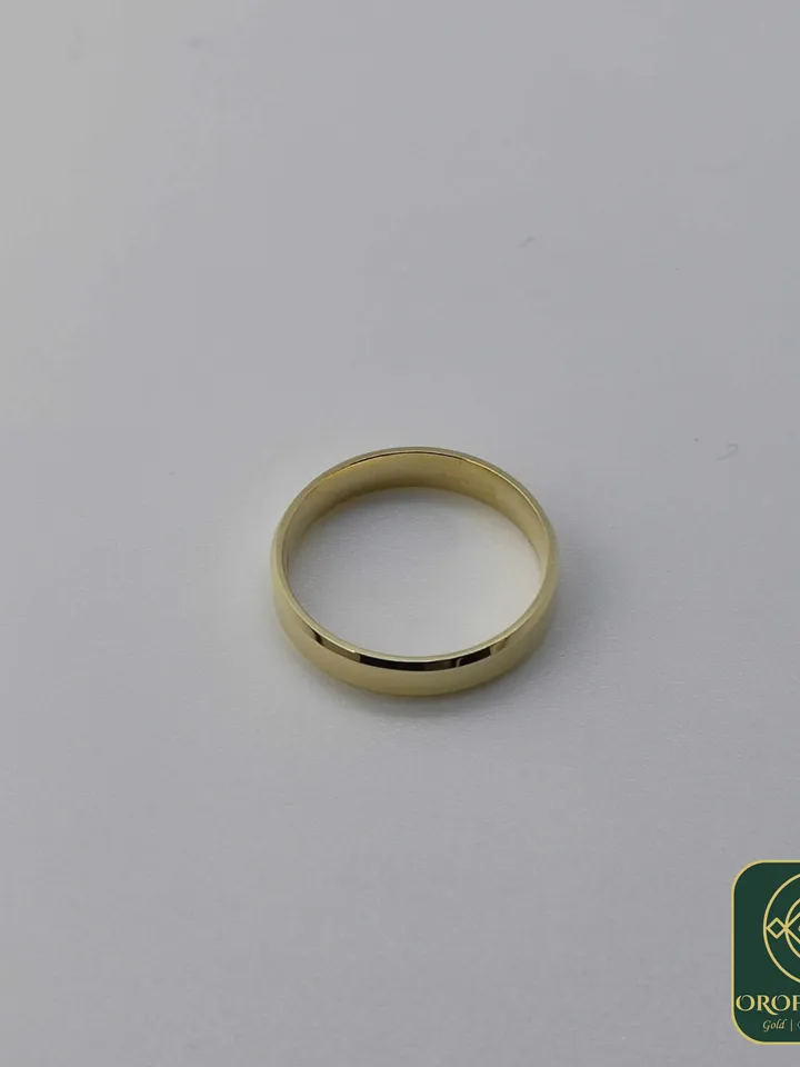 14K 5MM Gold Classical Hollow Wedding Band Men Women Hers His Custom Made Marriage Band Ring Beveled Shape Comfort Fit made to order