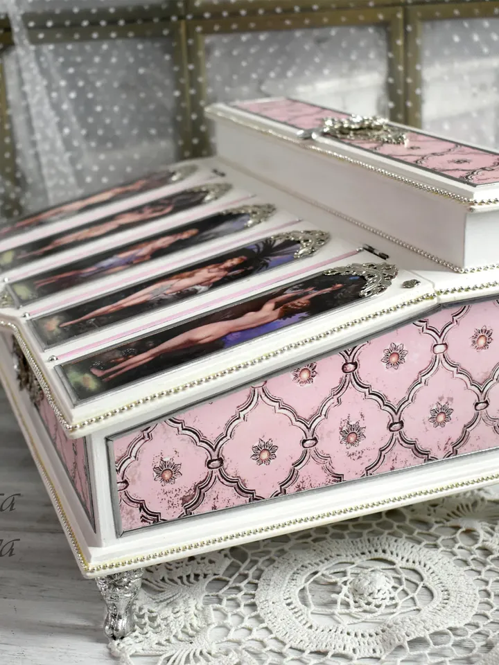 Bureau for papers and documents in white-rose color