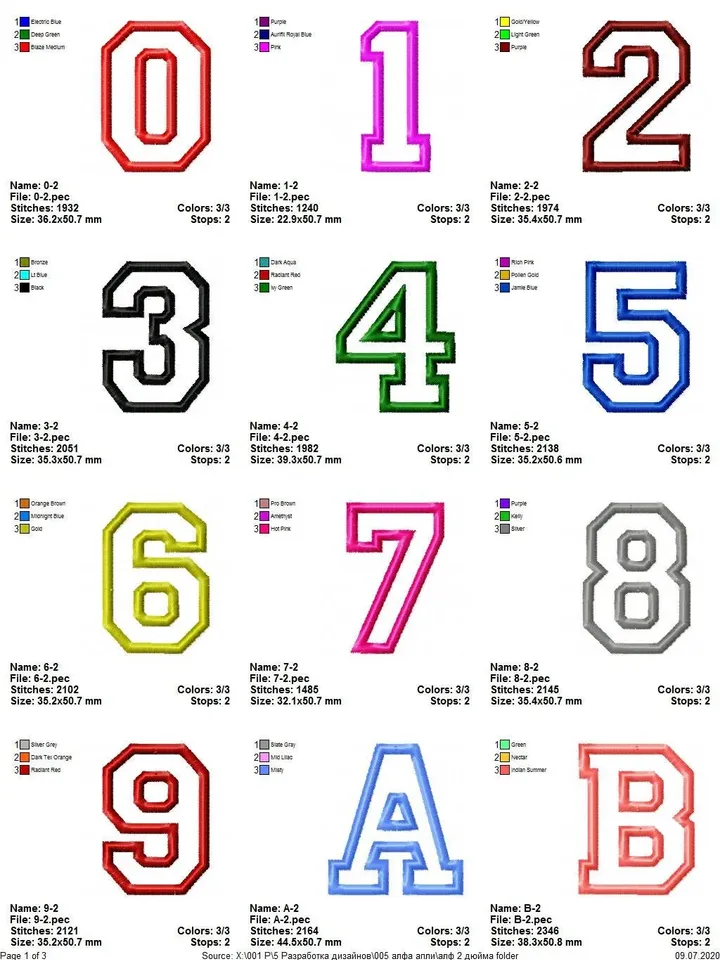 Applique Letters and Numbers embroidery design  Font Embroidery files Set A-Z 0-9  Birthday Machine embroidery designs Font Instant Download