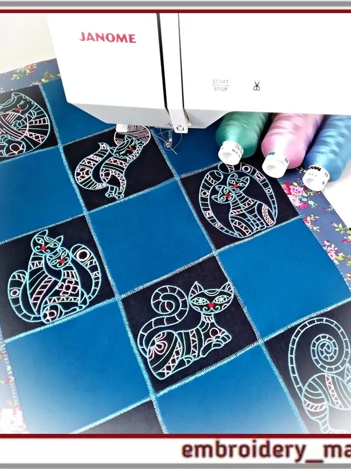 Embroidery designs set of 8 designs of cute and bright cats 4x4
