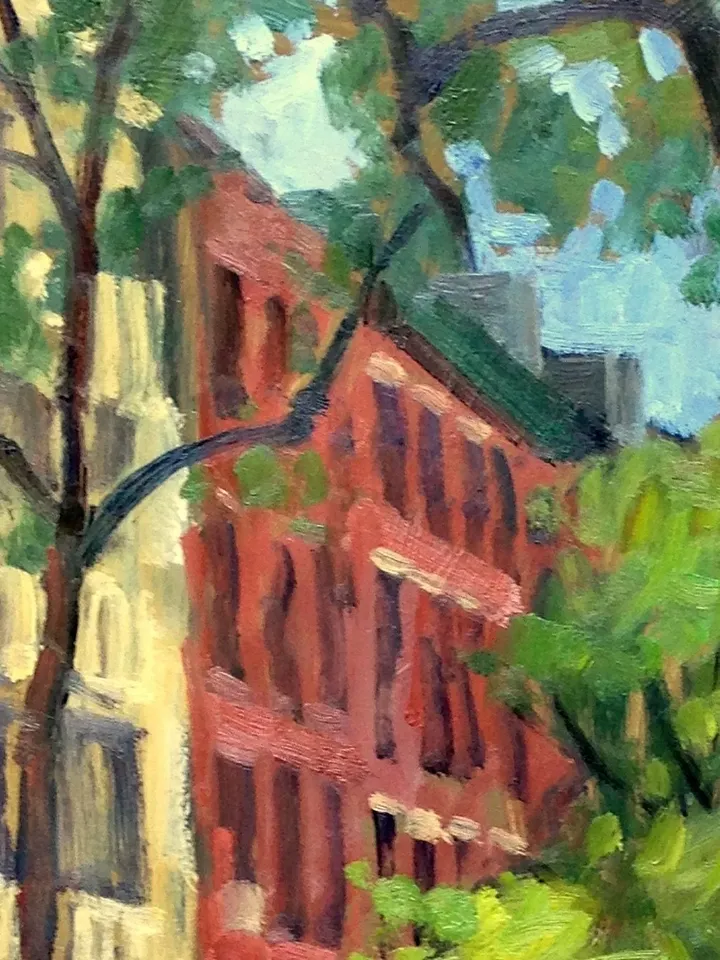 East Village Cityscape Painting - 6th St and Ave A/NYC - 11x14 Oil on Panel, Urban New York Landscape, Plein Air Impressionist Original