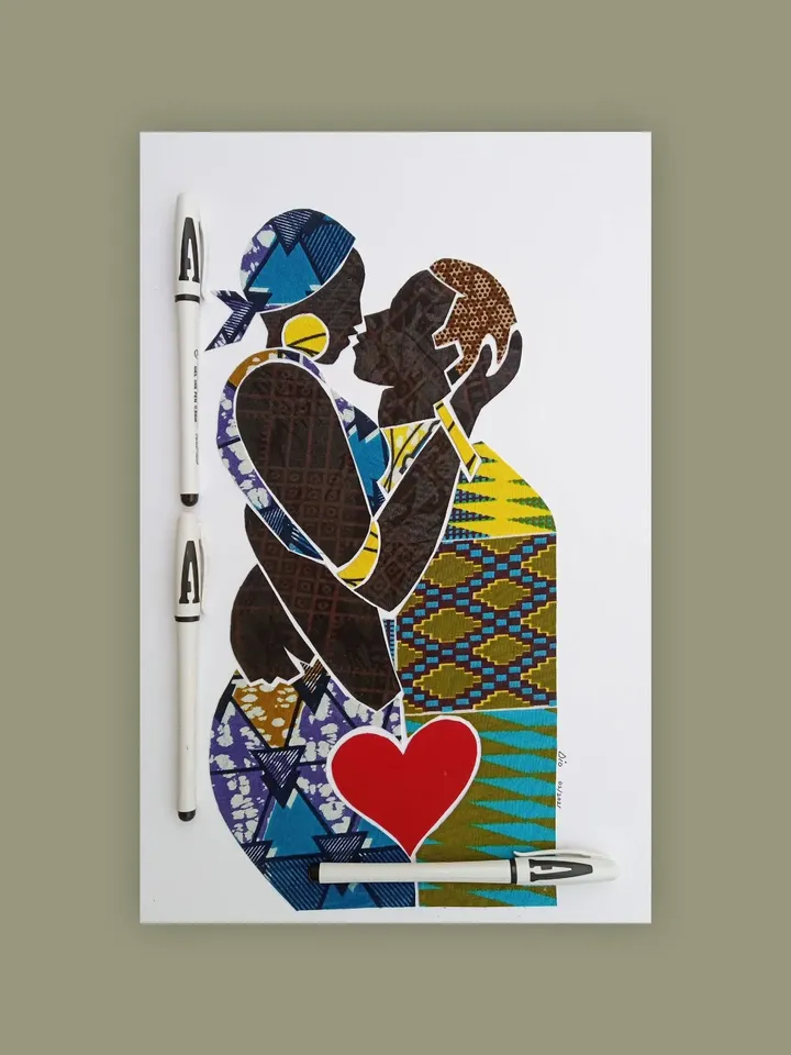 My Love 4 / Kiss / Original Fabric Collage