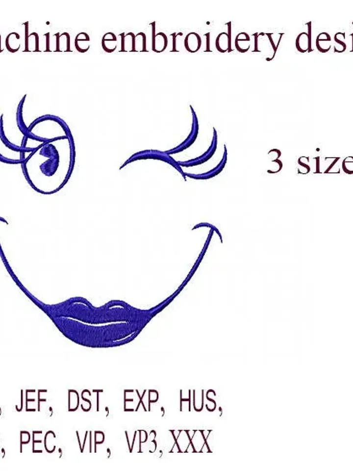 Eyelash embroidery designs Eyes embroidery design Smile Embroidery file Mouth embroidery Patterns Machine embroidery Instant Download.